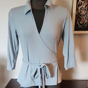 Light Blue Wrap Top